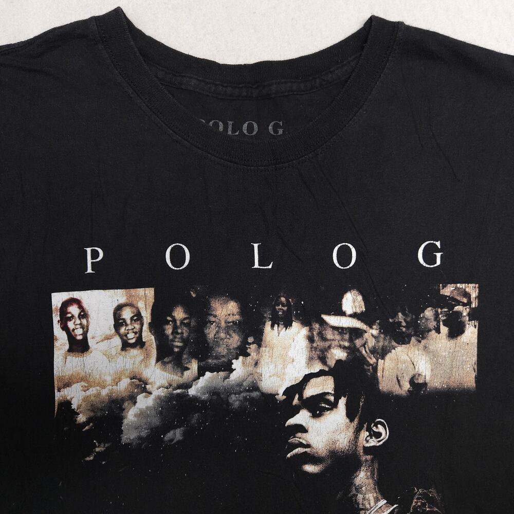 Polo G The Goat Band Crew Neck Short Sleeve Shirt Mens Size M Medium M Black